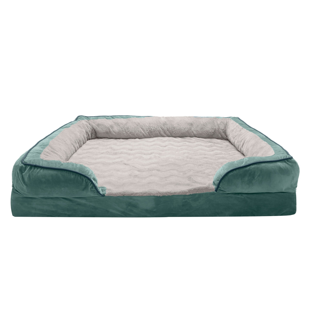 FurHaven Pet Products Velvet Waves Perfect Comfort Cooling Gel Top Sofa-Style Pet Bed for Dogs & Cats - Brownstone, Medium