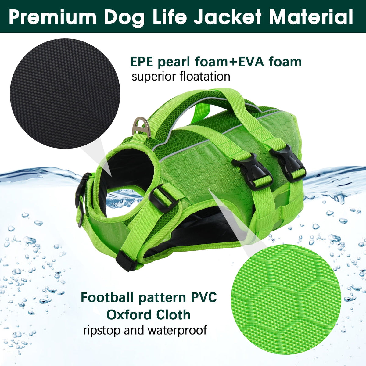 Kuoser Dog Life Jacket, Reflective and Adjustable Dog Life Vest for Small Medium Large Dogs Red, S
