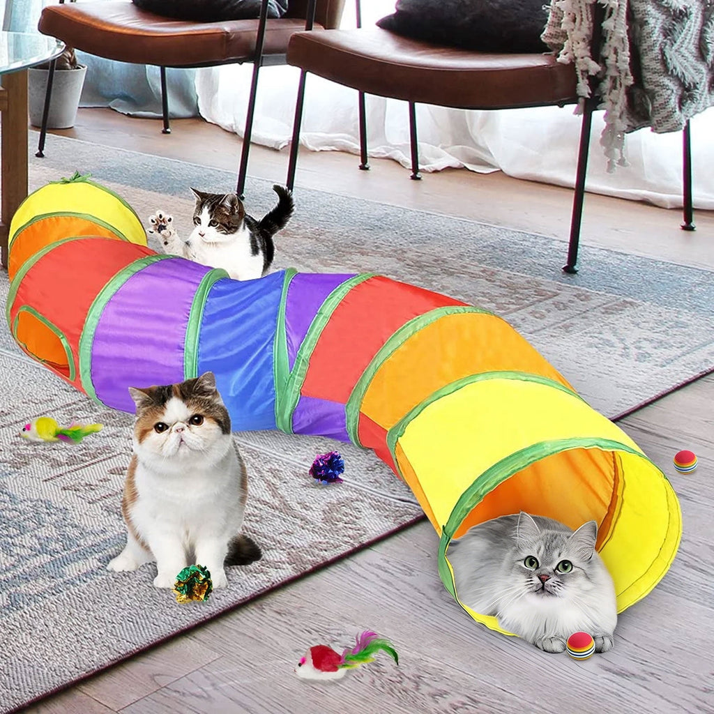 Semfri Cat Toys Tunnels Collapsible Pets Cat Jungle Tunnels Kitty Toys Balls