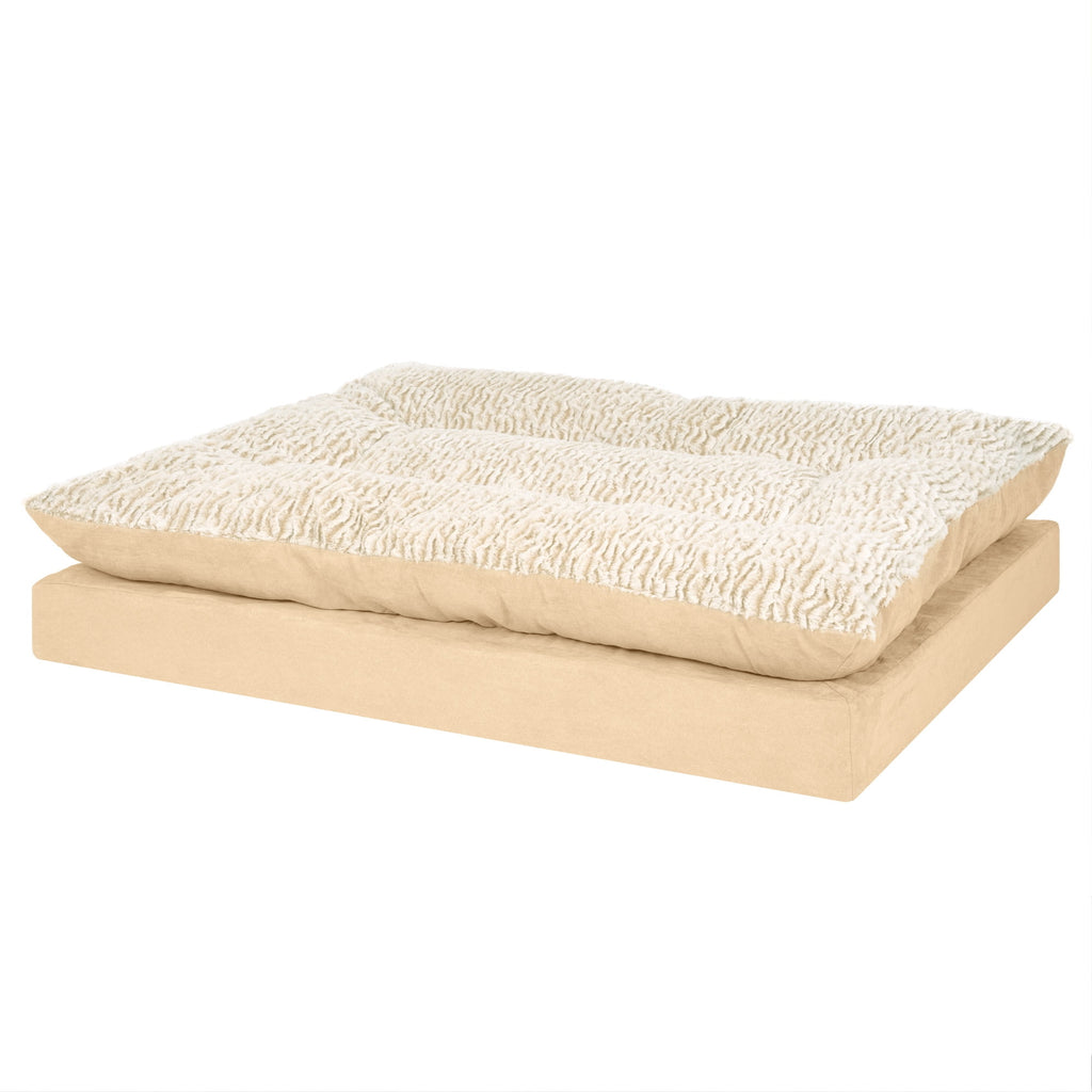 FurHaven Pet Products Embossed Faux Fur & Suede Orthopedic Pillow Top Mattress Pet Bed for Dogs & Cats - Gray, Large