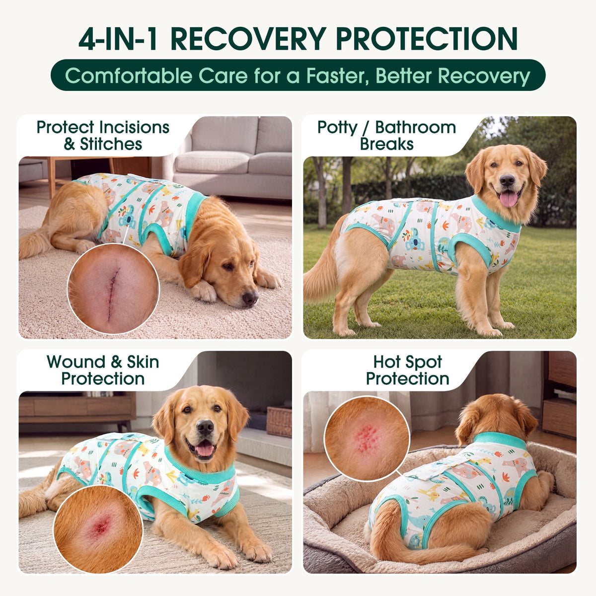 Kuoser Dog Surgical Recovery Suit Dog Cat Onesie after Surgery,Pink,L