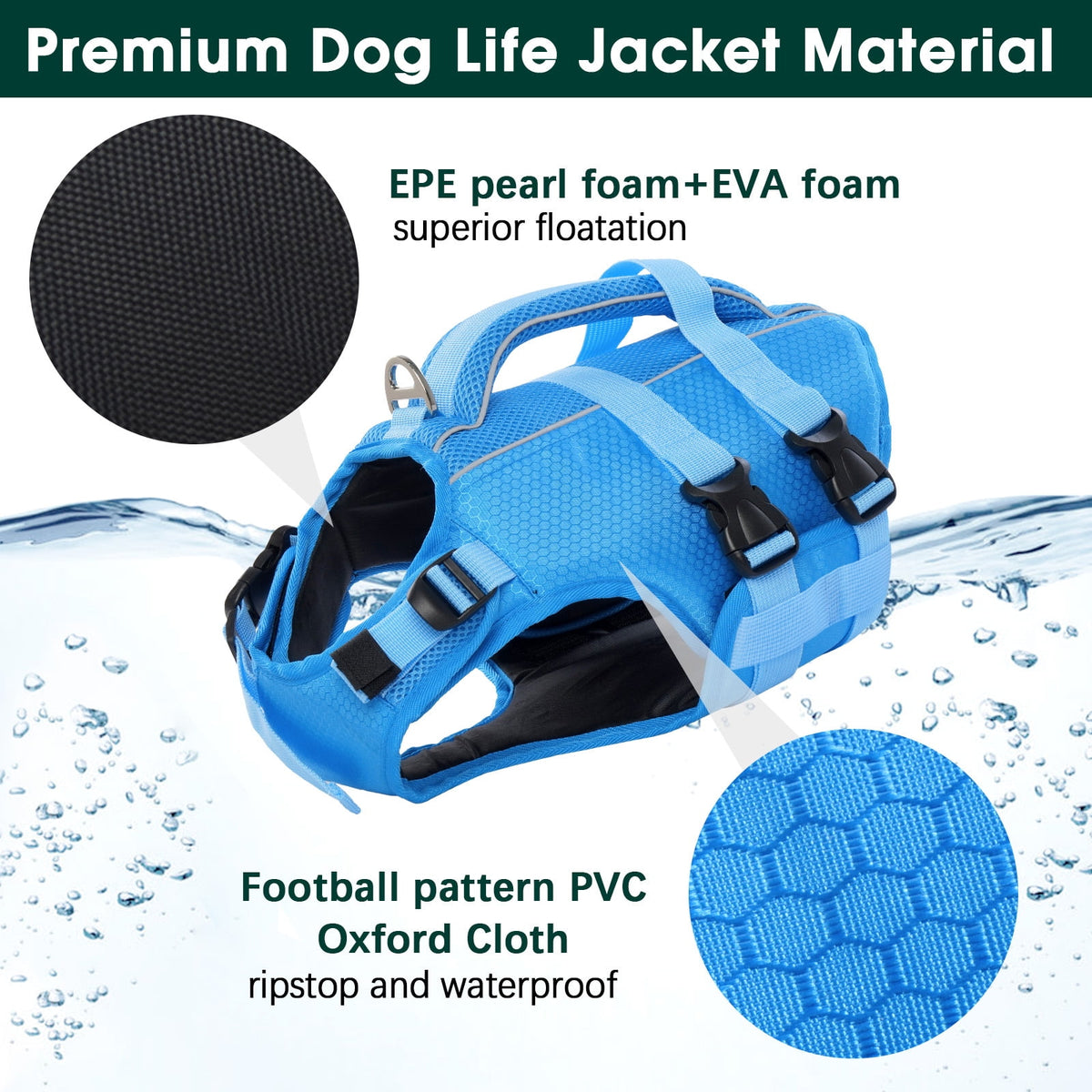 Kuoser Dog Life Jacket, Reflective and Adjustable Dog Life Vest for Small Medium Large Dogs Red, S