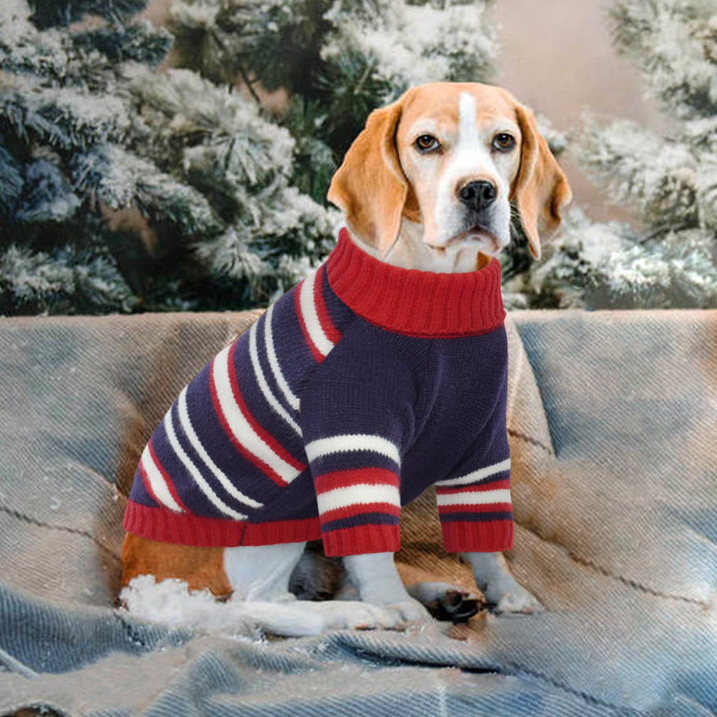 Kuoser Dog Cat Sweater Pet Warm Winter Clothes Knitwear for Dogs, Blue, M