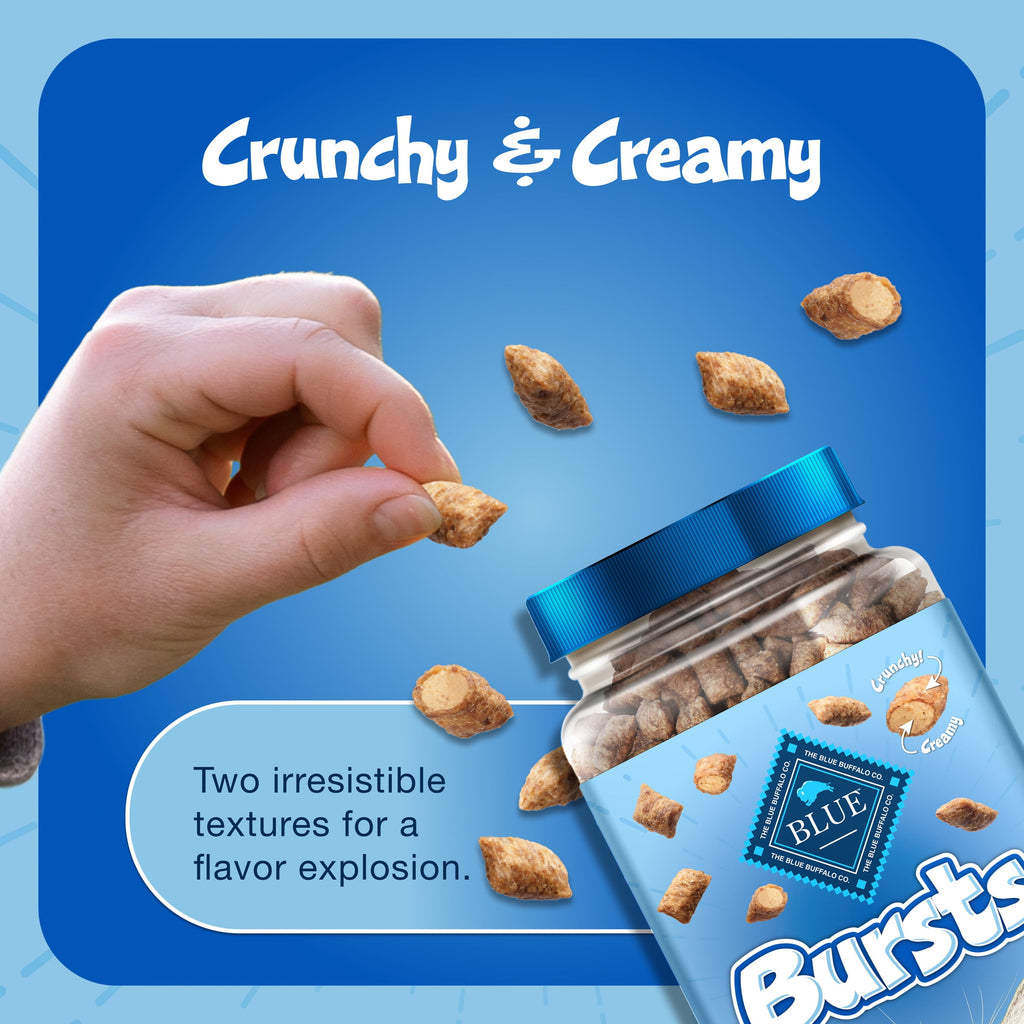 Blue Buffalo Bursts Crunchy & Creamy Cat Treats, Great for Training Chicken, 2-oz Bag