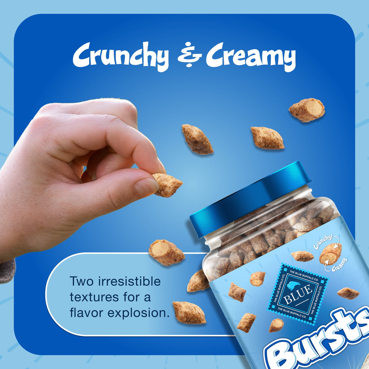 Blue Buffalo Bursts Crunchy & Creamy Cat Treats, Great for Training Chicken, 2-oz Bag