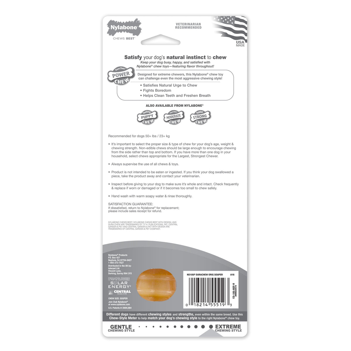 Nylabone Power Chew Textured Knuckle Bone Dog Toy, Dog Chew Toy, Chicken Flavor, X-Large, 1 Count
