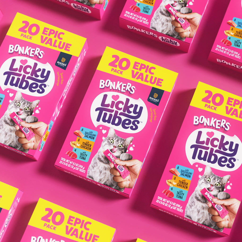 BONKERS Licky Tubes Chicken, Salmon, and Tuna Flavored Wet Cat Treats, 20 Pieces