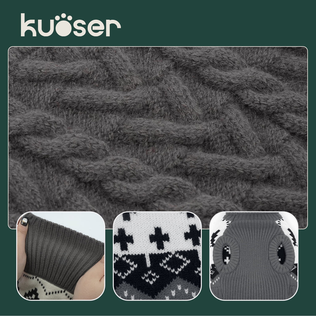 Kuoser Winter Dog Sweater, Sleeveless Doggy Clothes, Warm and Cozy Turtleneck Sweater for Dogs, Red, M