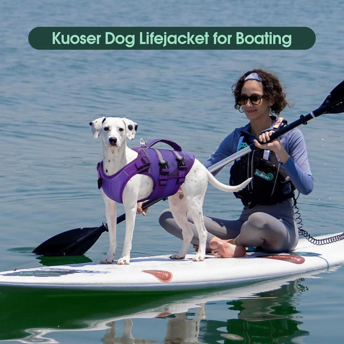 Kuoser Dog Life Jacket, High Flotation Dog Life Vest for Swimming Boating, Red, S