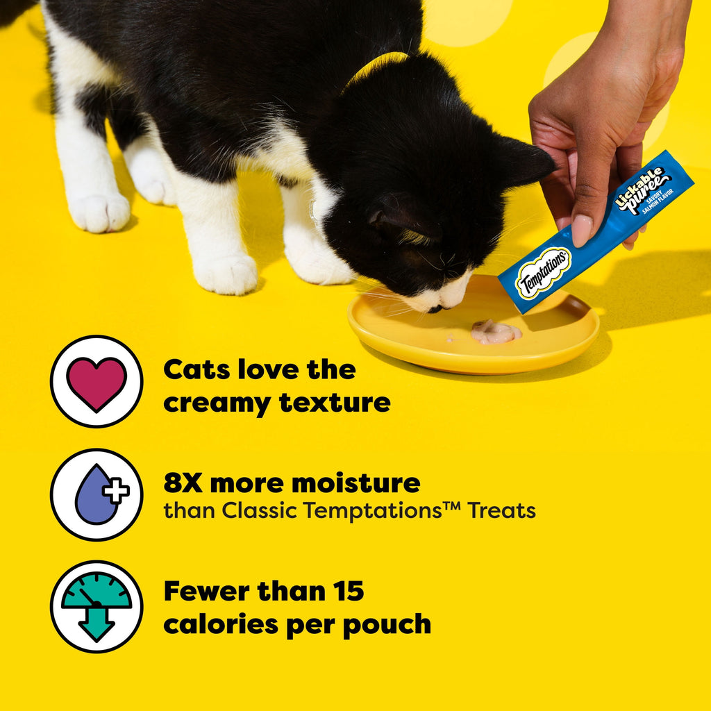 Temptations Creamy Puree Squeezable Lickable Wet Treat for Cats, 0.42 oz (24ct Variety Pack)