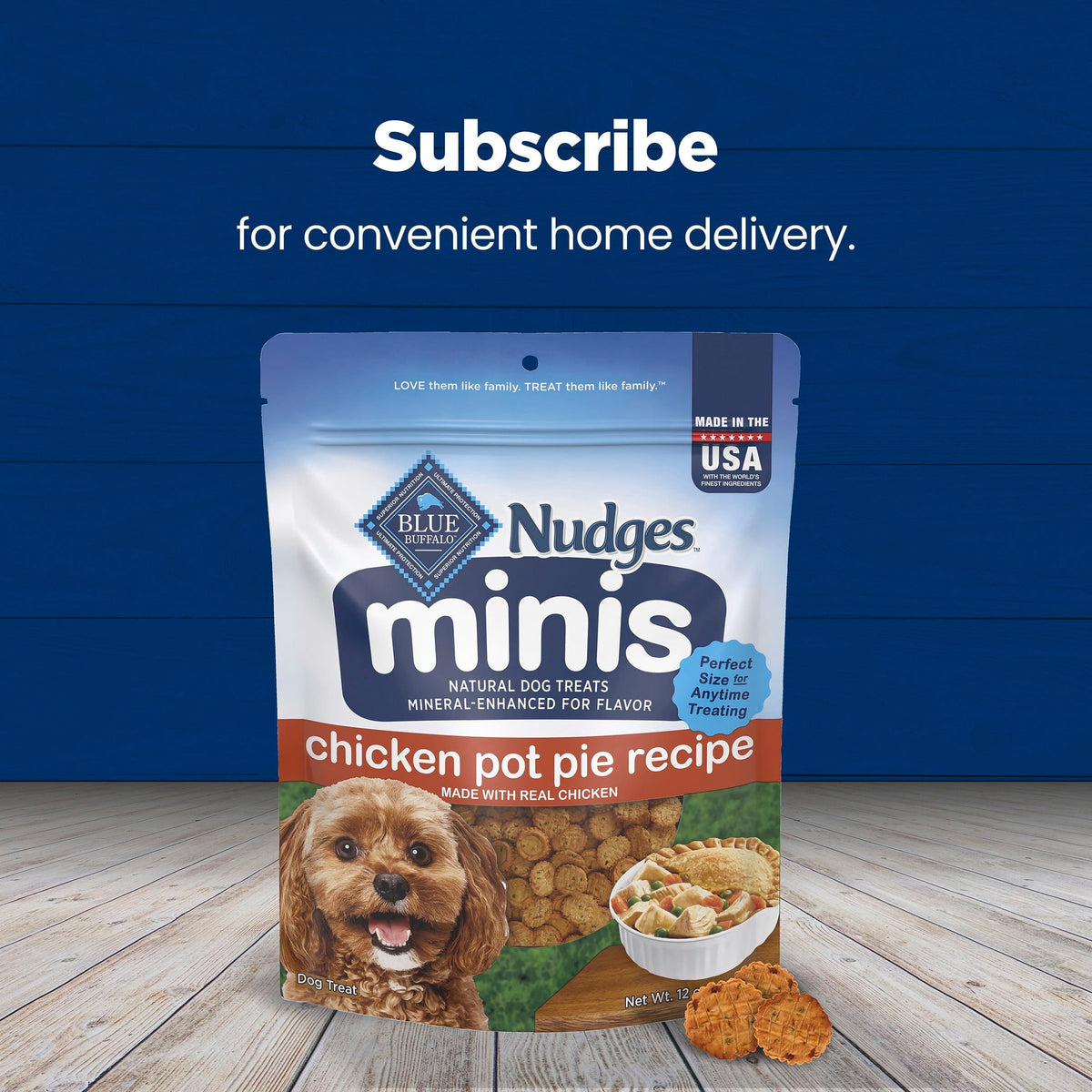 Blue Buffalo Nudges, Natural Dog Treats, Chicken Pot Pie Recipe, 28oz Bag