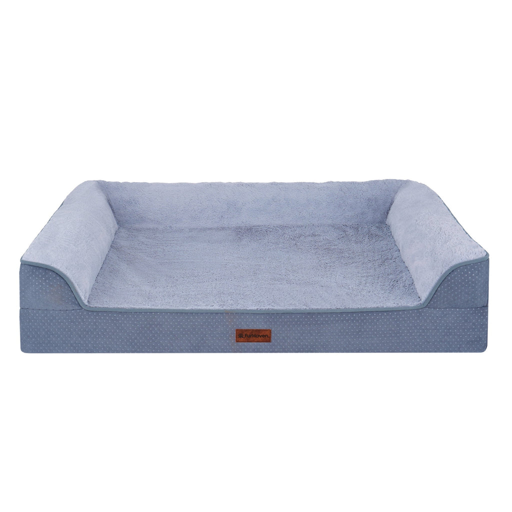 FurHaven Plush & Embossed Velvet Dreamer Orthopedic Sofa Pet Bed for Dogs and Cats - Cognac, Medium