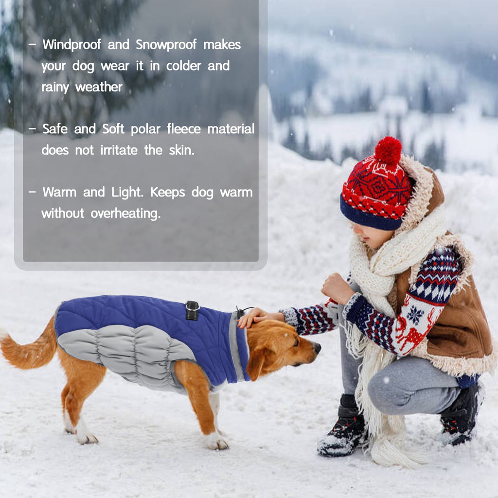 Kuoser Dog Winter Coat, Waterproof Windproof Fleece Padded Jacket with Reflective Trim and Leash Ring for Small Dogs, Purple, S