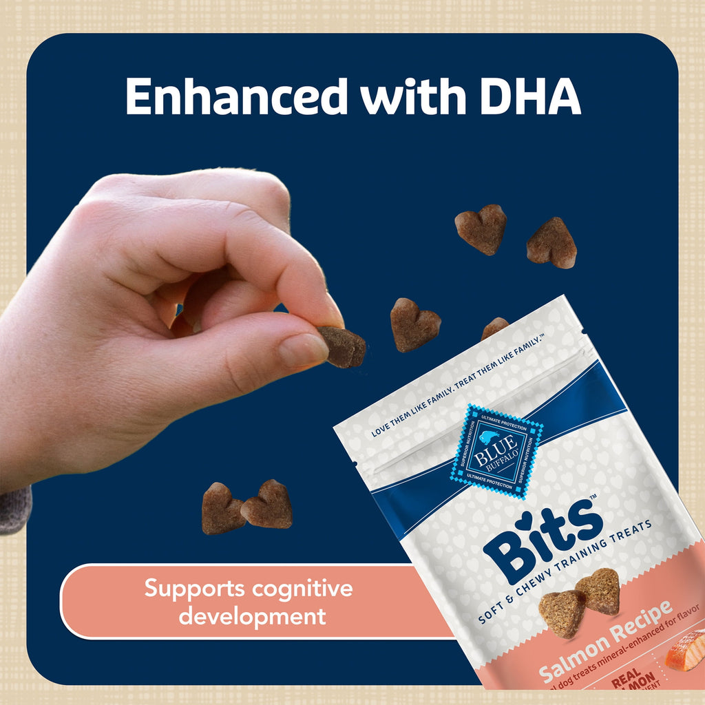 Blue Buffalo Bits Soft Dog Treats for Training, Enhanced with DHA, Salmon, 4-oz. Bag