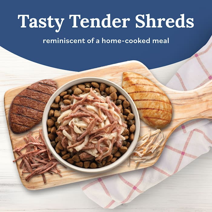 Blue Buffalo Tender Shreds Toppers, Dog Food, Beef & Chicken, 2.5oz. Pouch