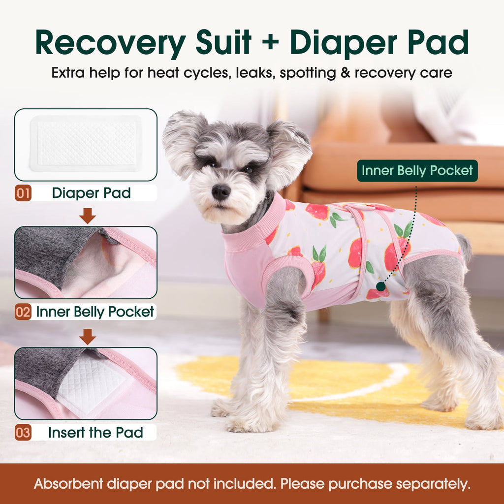 Kuoser Dog Surgical Recovery Suit Dog Cat Onesie after Surgery,Pink,L