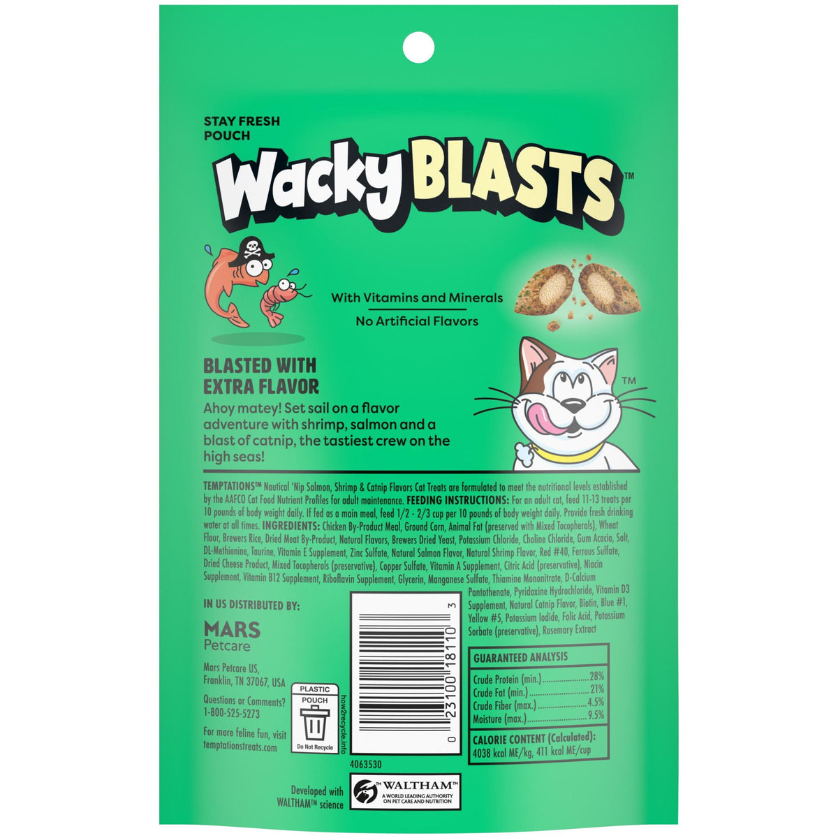 Temptations Cat Treats Wacky Blasts, Nautical ‘Nip Flavor, 3 oz. Pouch (12 pack)
