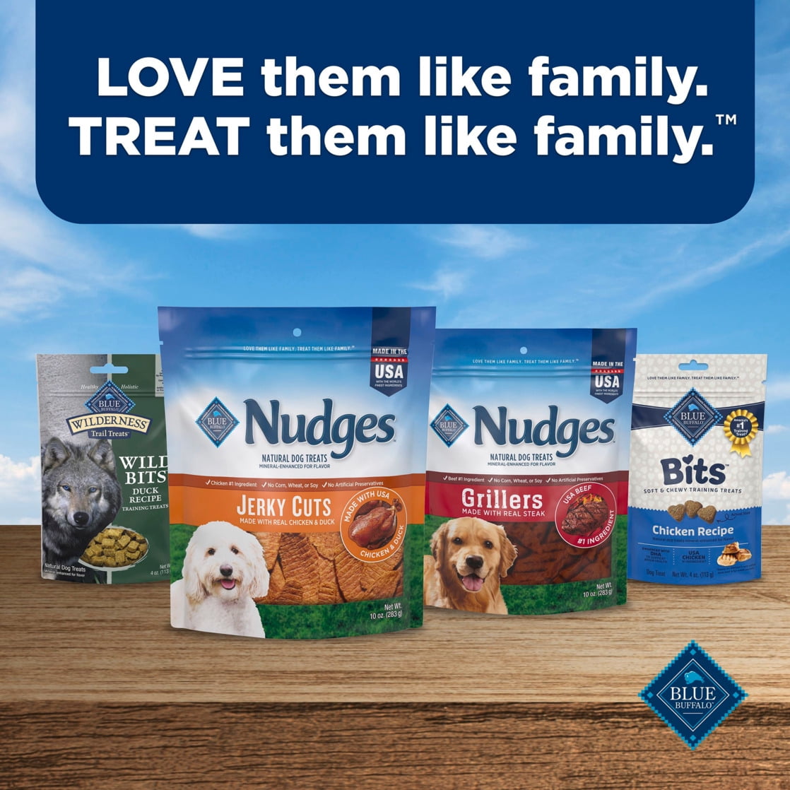 Blue Buffalo Nudges Jerky Cuts Dog Treats, Made in the USA with Natural Ingredients, Chicken, 5-oz. Bag
