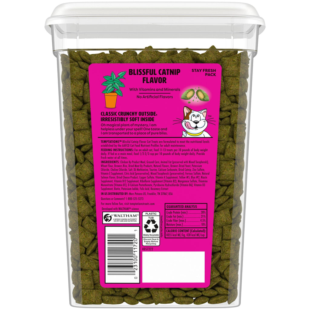Temptations Classic Blissful Catnip Flavor Crunchy And Soft Treats For Cats, 16 Oz Tub
