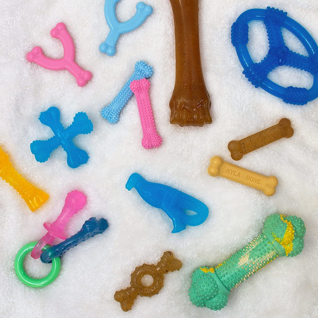 Nylabone Puppy Toys, Dog Teething Toys & Dog Treats, Variety Flavor, Small, 3 pack
