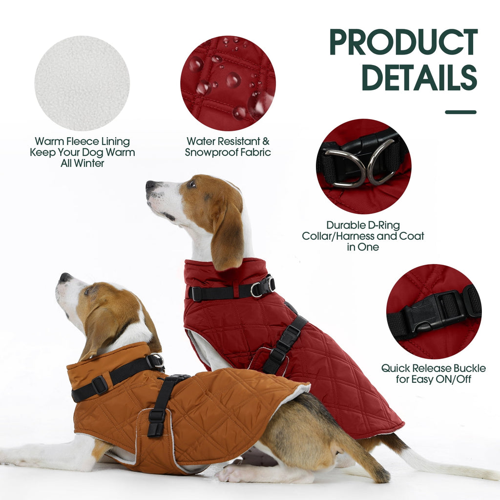 Kuoser Dog Winter Coat Warm Reflective Pet Jacket Waterproof Cold Weather Clothes for Dogs, Gray, M