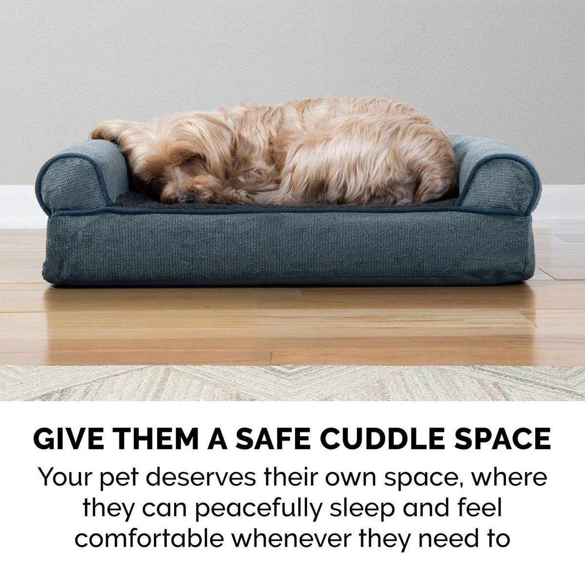 FurHaven Faux Fleece & Chenille Soft Woven Orthopedic Sofa Pet Bed, Orion Blue, Jumbo, 1 Count