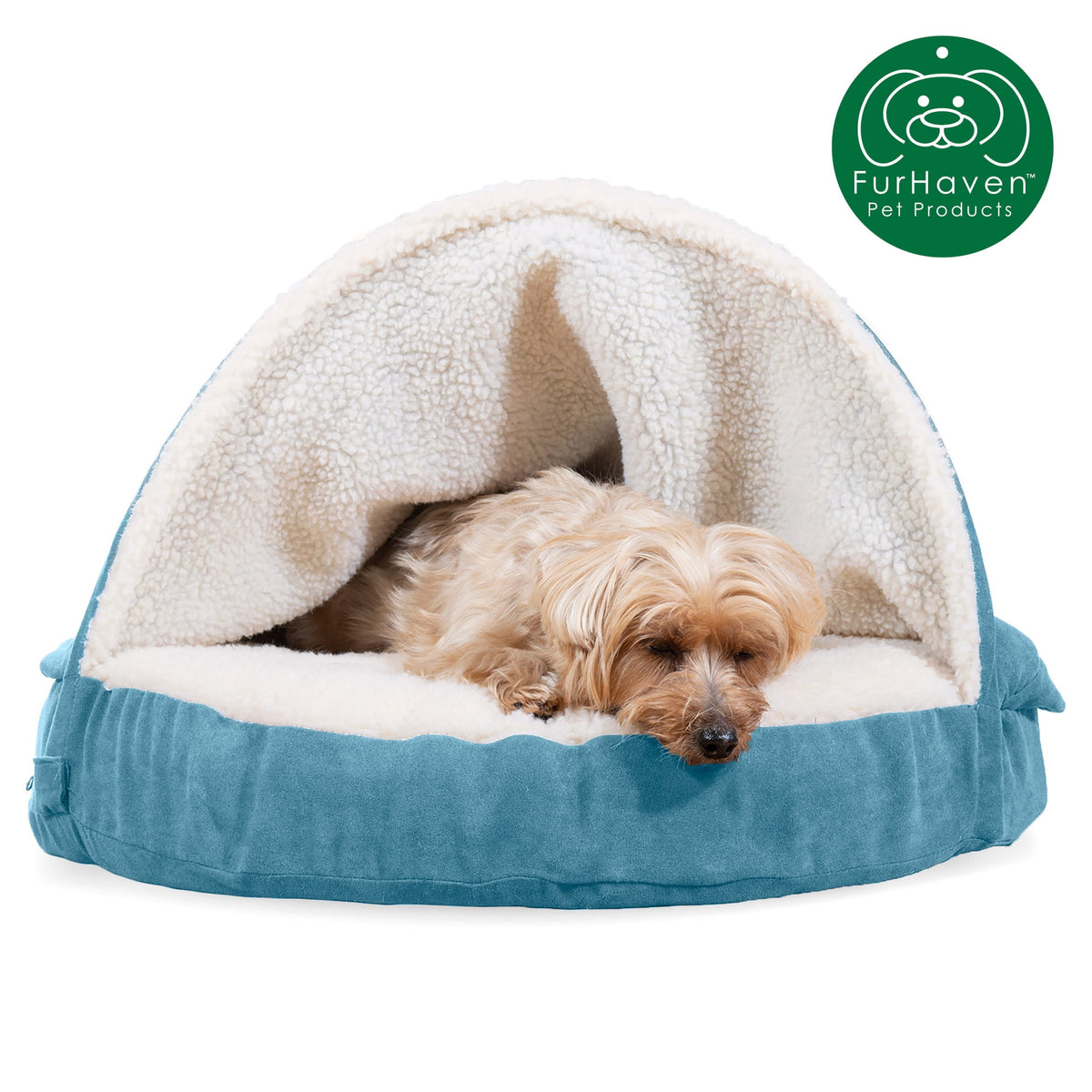 Furhaven 26" Round Orthopedic Dog Bed Sherpa & Suede Snuggery w/ Removable Washable Cover - Gray, 26-inch Faux Lambswool & Suede Gray 26 inch Snuggery (Orthopedic Foam)