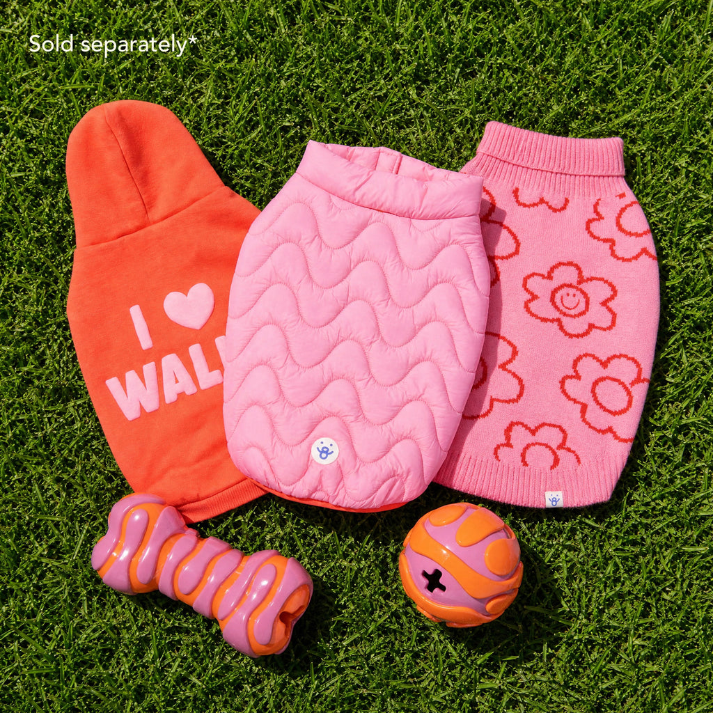 Oodles Quilted Fall Puffer Dog Jacket, Pink, Small