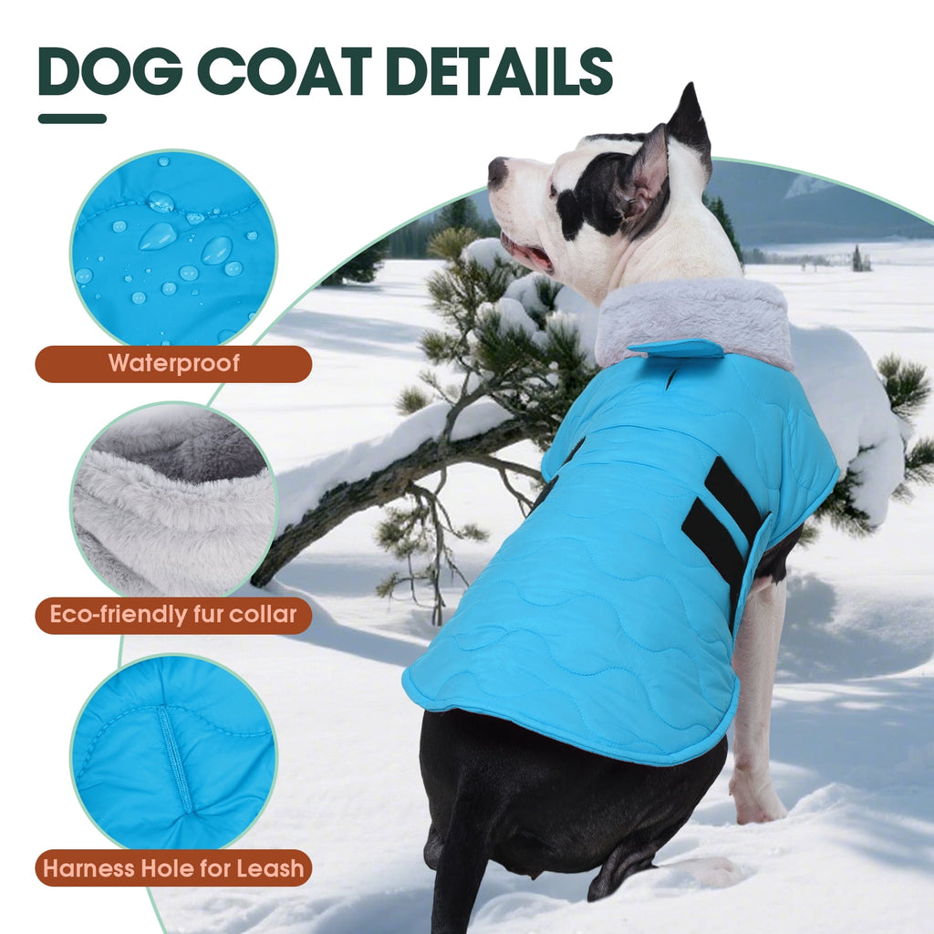 Kuoser Dog Coat Warm Pet Jacket with Eco-friendly Fur Collar, Windproof, Waterproof and Easy Hook-and-loop Closure, Pink, medium