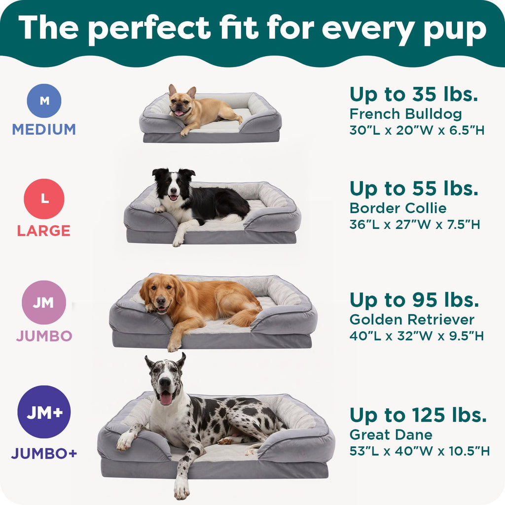 FurHaven Pet Products Velvet Waves Perfect Comfort Cooling Gel Top Sofa-Style Pet Bed for Dogs & Cats - Brownstone, Medium