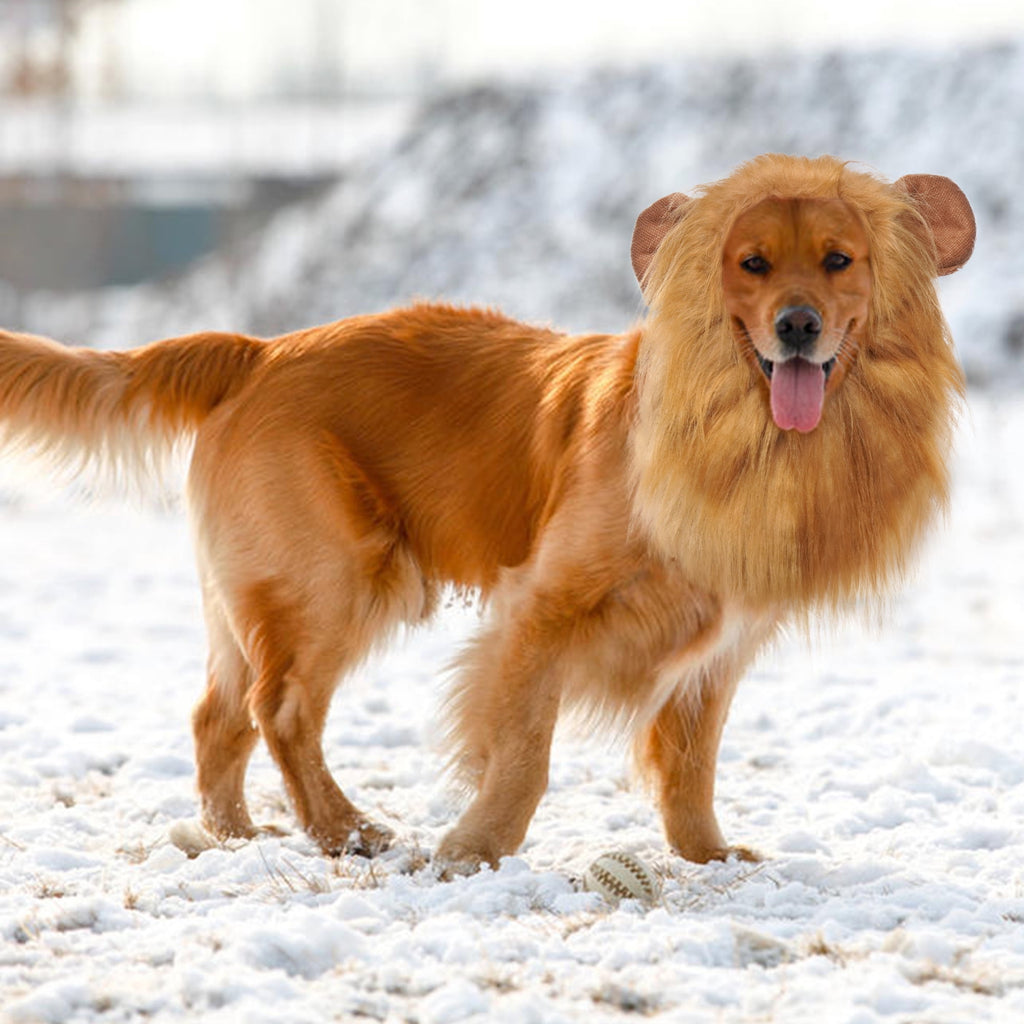 Kuoser Large Dog Lion Mane with Tail Halloween Dog Costumes Fits Neck Size 13- 29.13 inch Funny Accessories for Holidays