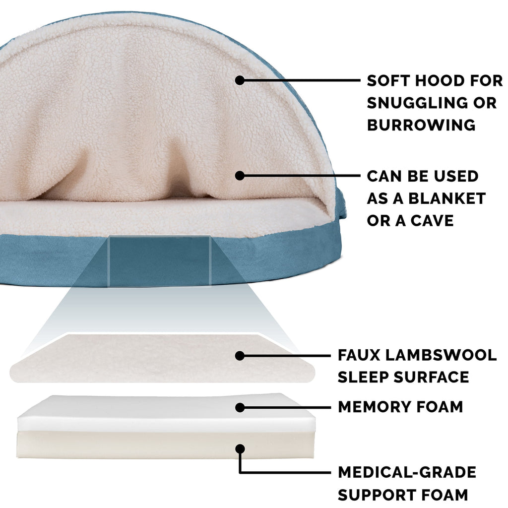 Furhaven 26" Round Orthopedic Dog Bed Sherpa & Suede Snuggery w/ Removable Washable Cover - Gray, 26-inch Faux Lambswool & Suede Gray 26 inch Snuggery (Orthopedic Foam)