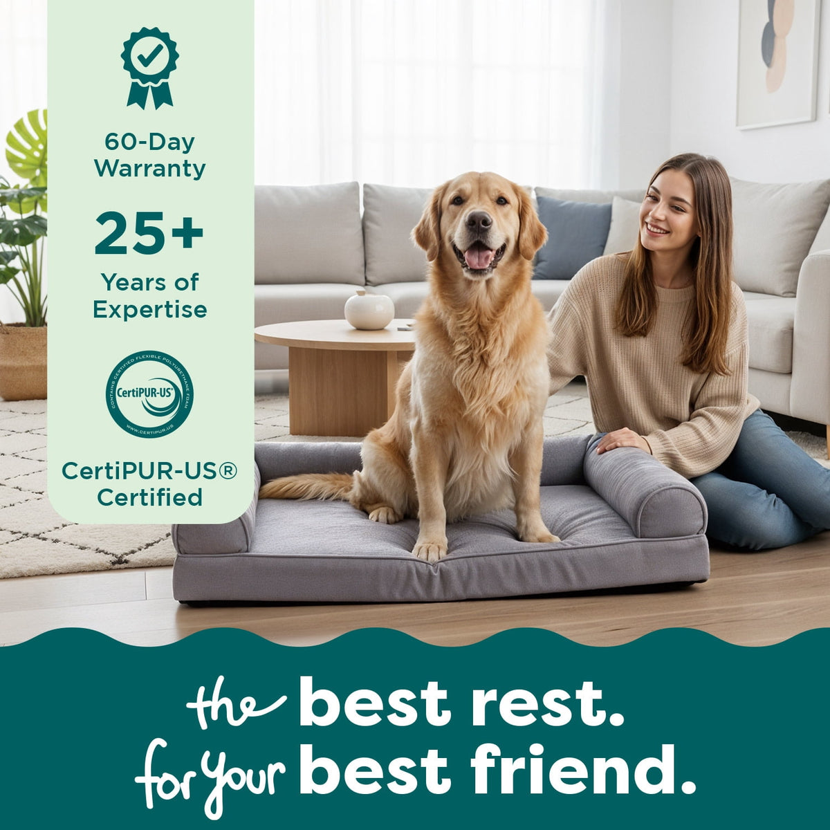 FurHaven Pet Products Luxe Fur & Performance Linen Orthopedic Sofa Pet Bed for Dogs & Cats - Charcoal, Jumbo Plus