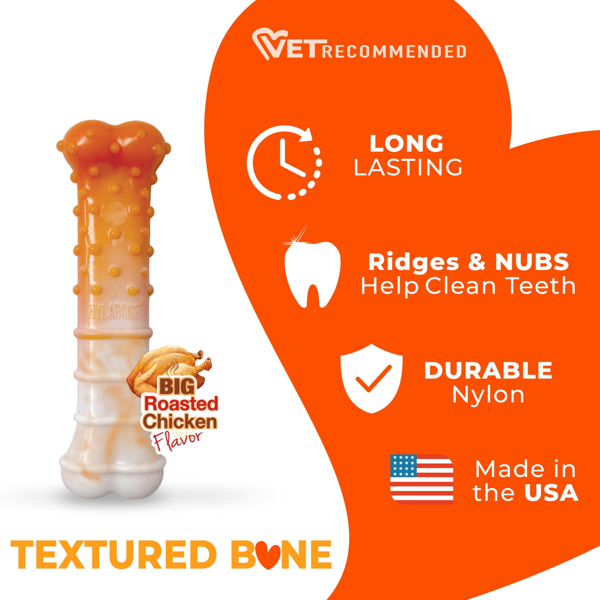 Nylabone Power Chew 70th Birthday Textured Bone Dog Toy, Dog Chew Toy, Chicken Flavor, Medium, 1 Count