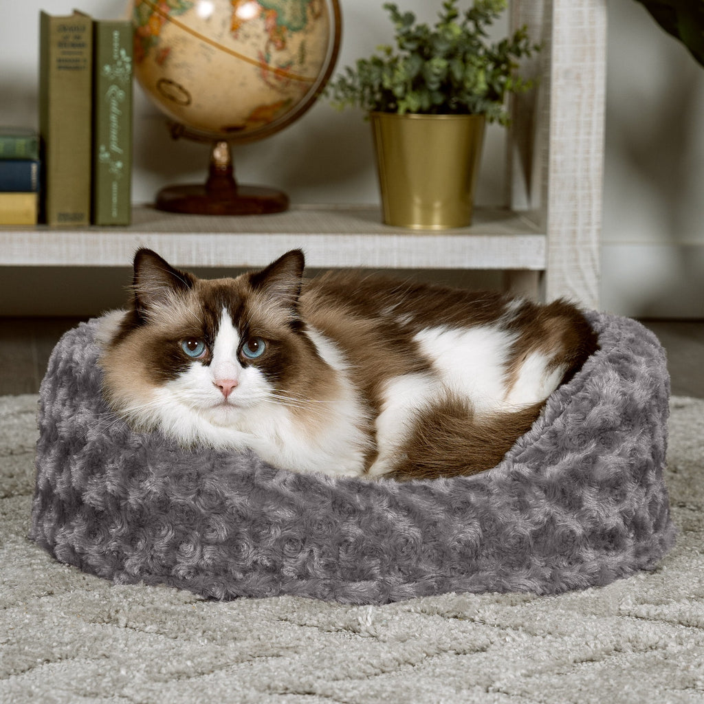 FurHaven Pet Products Ultra Plush Oval Pet Bed for Dogs & Cats - Gray, Small