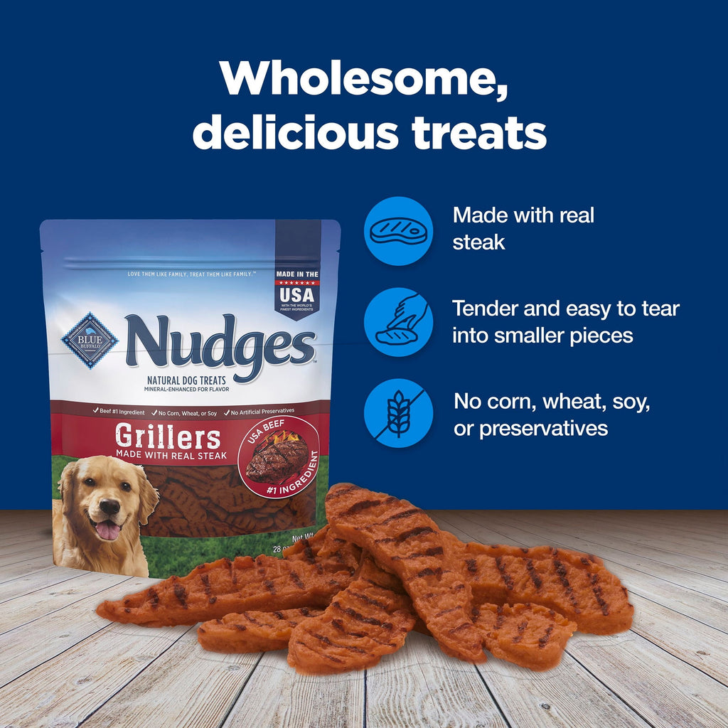 Blue Buffalo Nudges Grillers, Natural Dog Treats, Steak, 12oz Bag