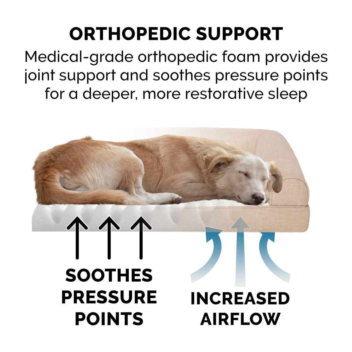 FurHaven Pet Products Plush & Performance Linen Orthopedic Sofa Pet Bed for Dogs & Cats - Mist Gray, Large