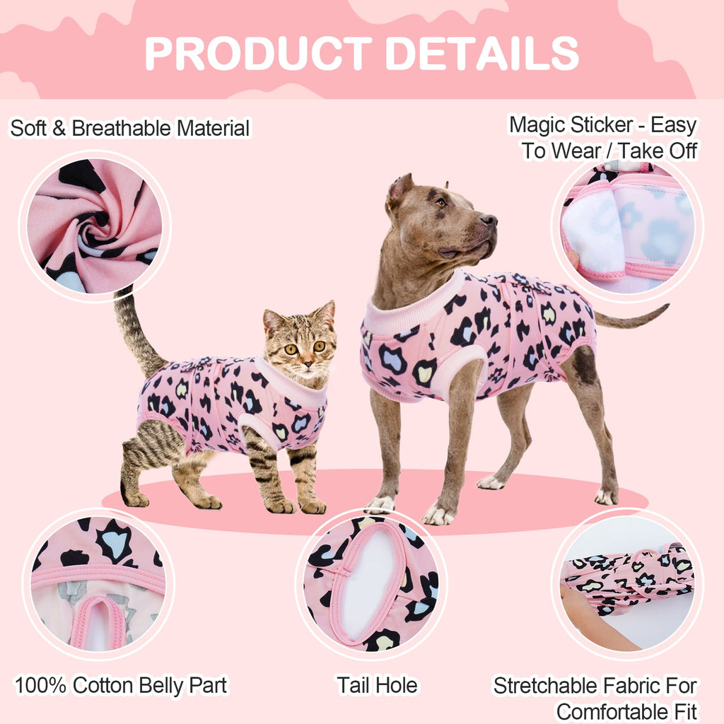Kuoser Dog Recovery Suit after Surgery, Professional Surgical Onesie for Male Female Dogs, Soft Pet Surgery Suit for Abdominal Wounds Skin Disease, Purple Leopard, XL