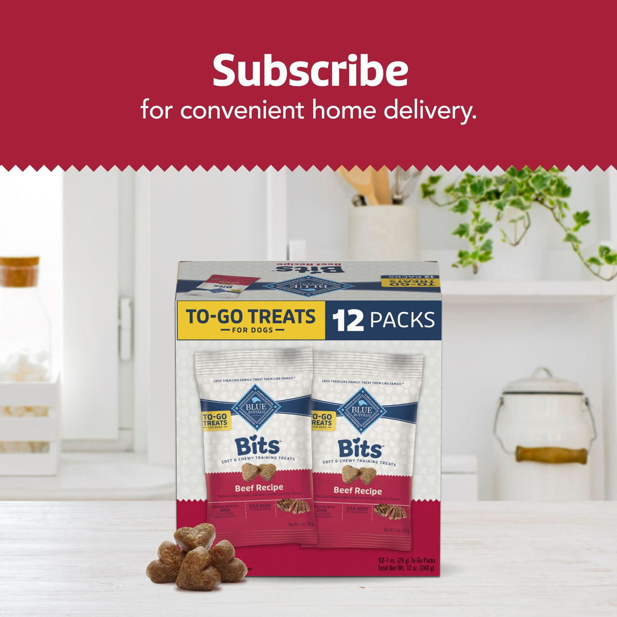 Blue Buffalo Bits Soft Dog Treats for Training, Made With Natural Ingredients & Enhanced with DHA, Beef Recipe, 19-oz Bag