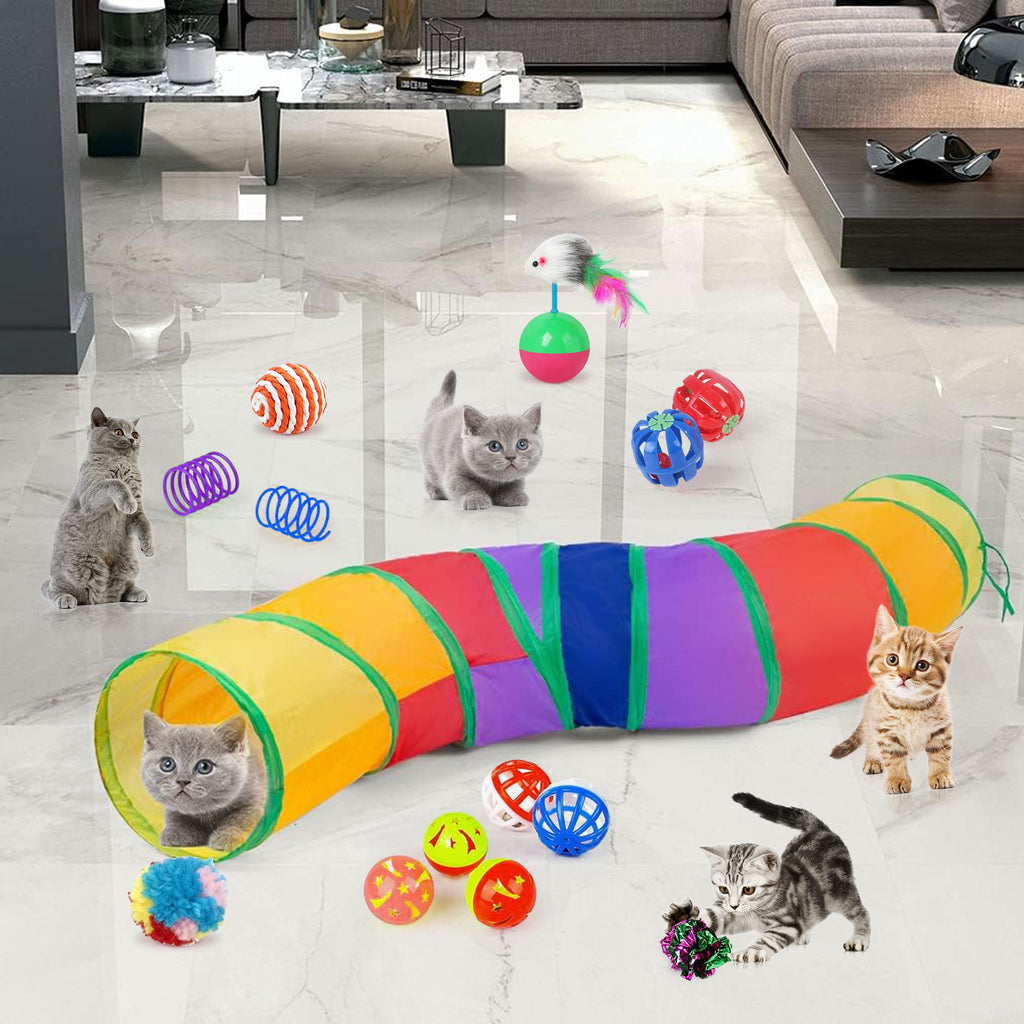 Semfri Cat Toys Tunnels Collapsible Pets Cat Jungle Tunnels Kitty Toys Balls