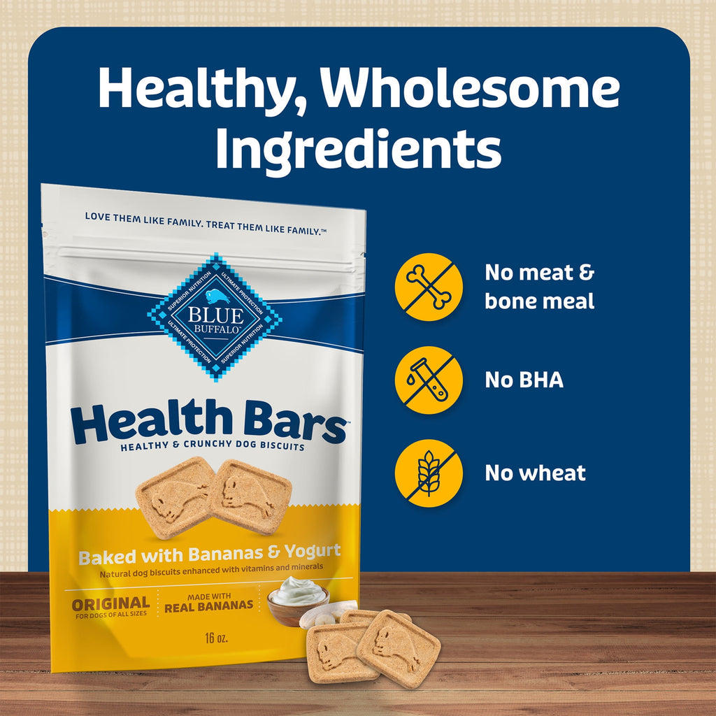 Blue Buffalo Health Bars Crunchy Dog Biscuits, Natural Dog Treats, Bananas & Yogurt 16 oz.