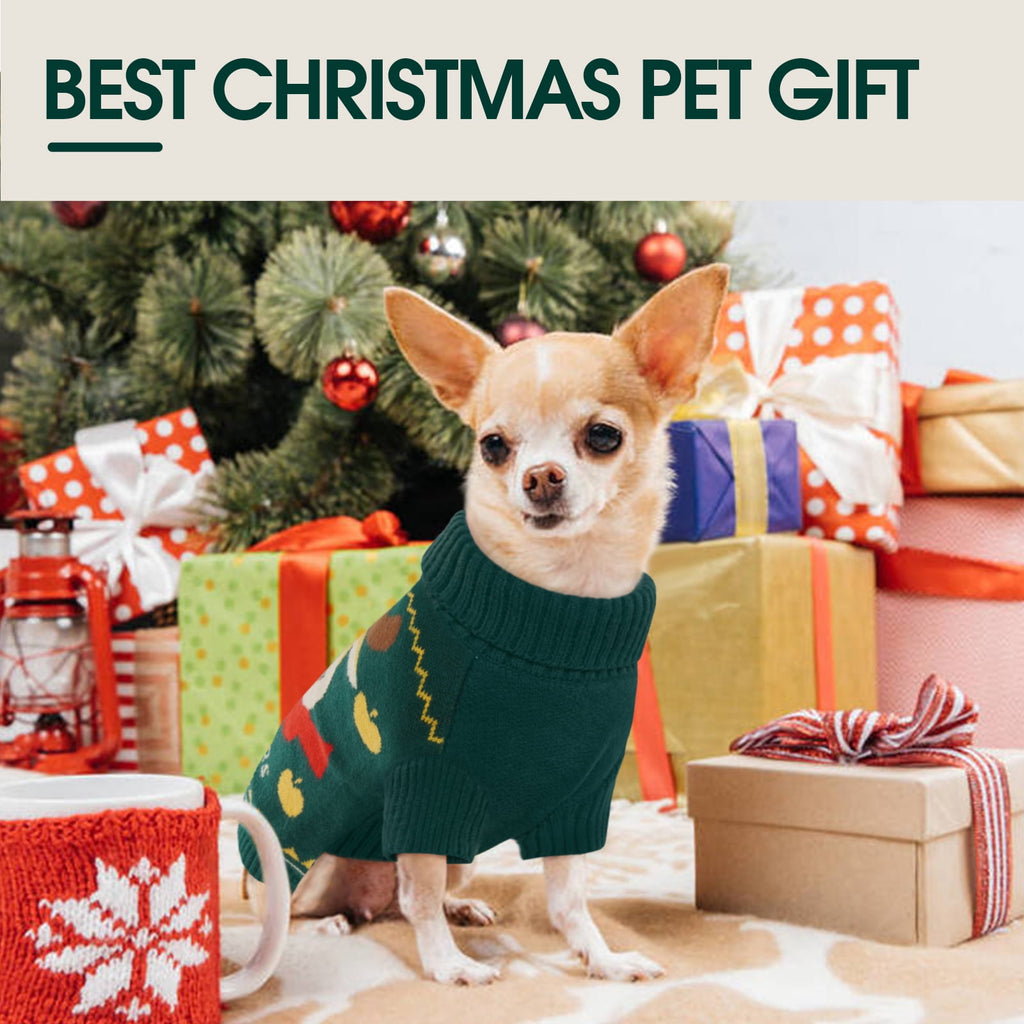 Kuoser Dog Cat Sweater Warm Pet Knitwear Christmas Clothes for Dogs, Red, XL