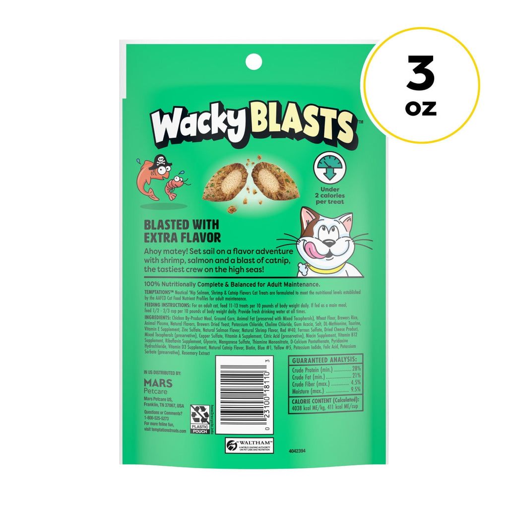Temptations Cat Treats Wacky Blasts, Nautical ‘Nip Flavor, 3 oz. Pouch (12 pack)