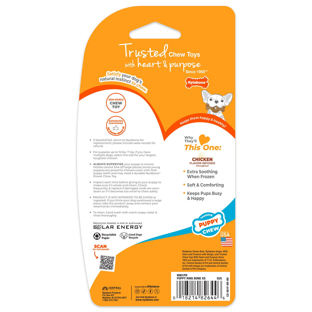 Nylabone Puppy Chew Ring Bone Dog Toy, Dog Chew Toy, Chicken Flavor, Medium, 1 Count