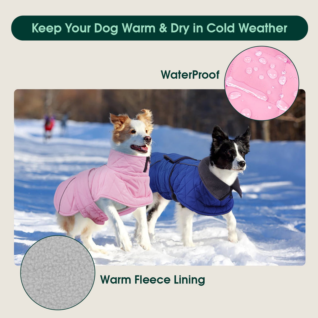 Kuoser Dog Coat Warm Dog Winter Jacket for Small Medium Large Dogs, Green, M