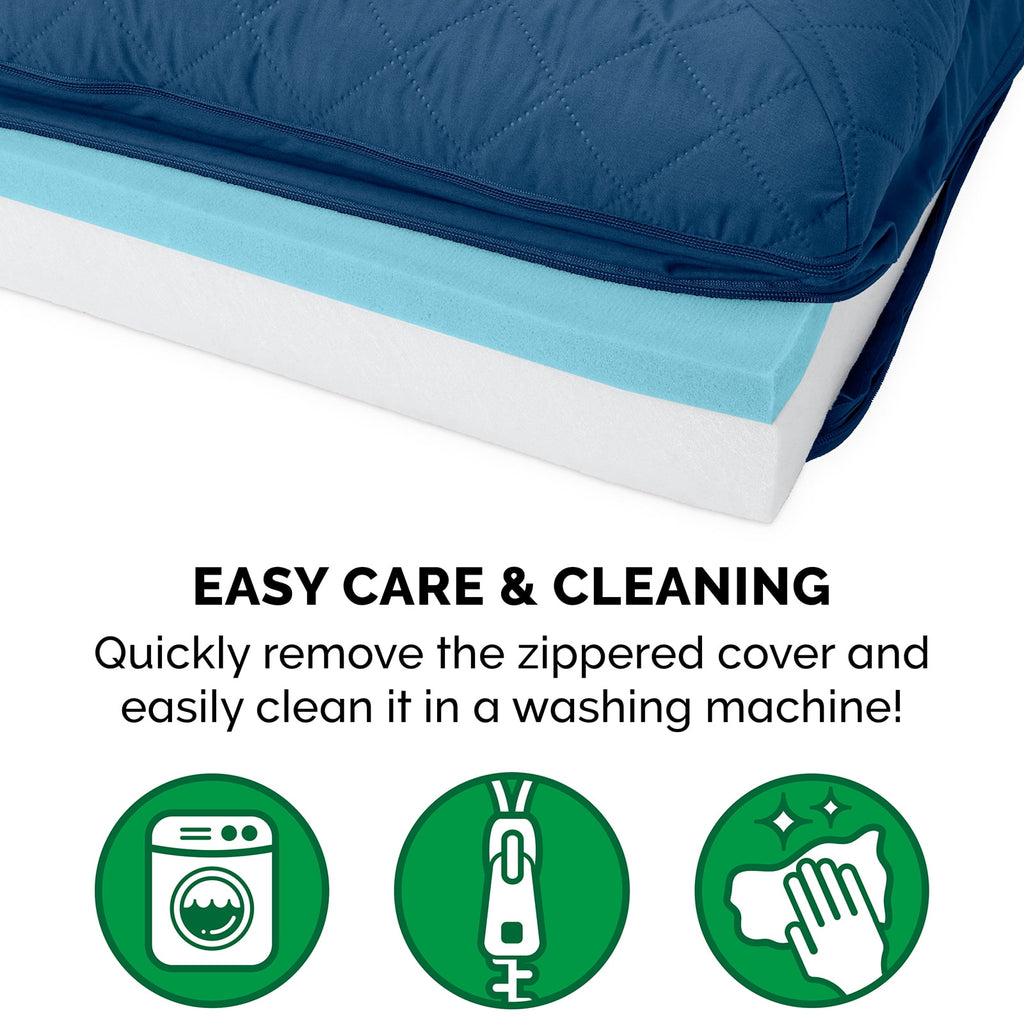 FurHaven Classic Sofa Orthopedic Dog Bed For Large Dogs, Solid Orthopedic Foam Slab for Joint Support, Removable Washable Cover, Jumbo Plus/XXL, Quilted Sofa, Ensign Blue