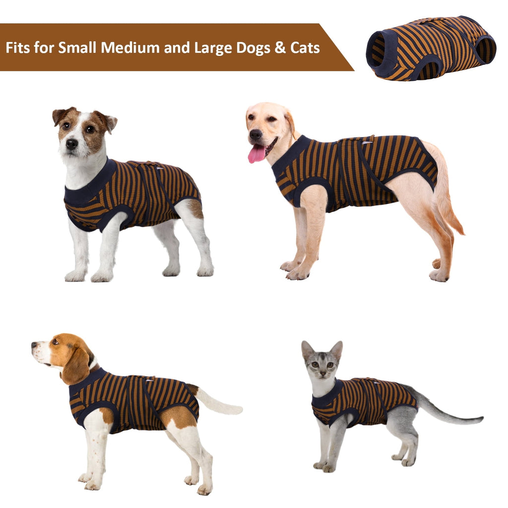Kuoser Dog Surgical Recovery Suit Dogs Cat Onesie after Surgery,Brown,XL