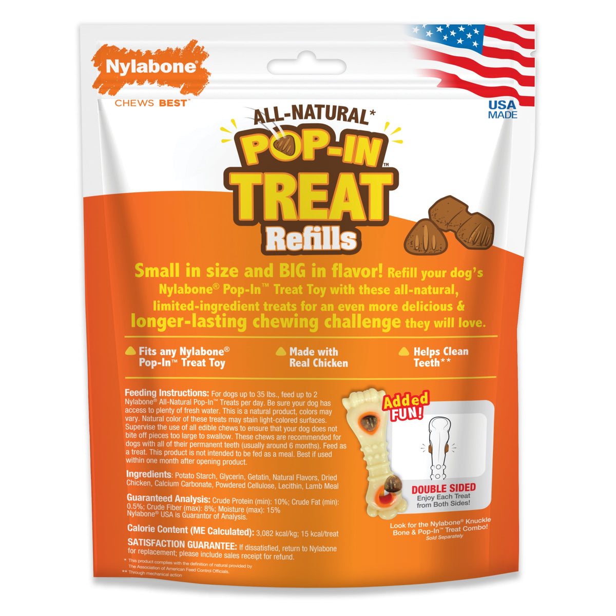 Nylabone Pop-In Treat Toy Dog Treat Refills, Natural Dog Biscuits, Chicken Flavor, 30 Count