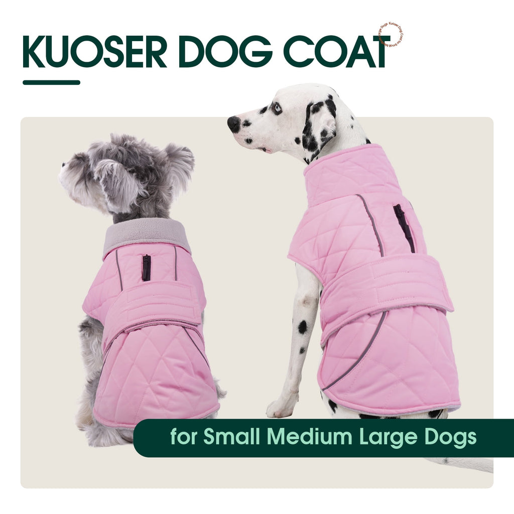 Kuoser Dog Coat Warm Dog Winter Jacket for Small Medium Large Dogs, Green, M