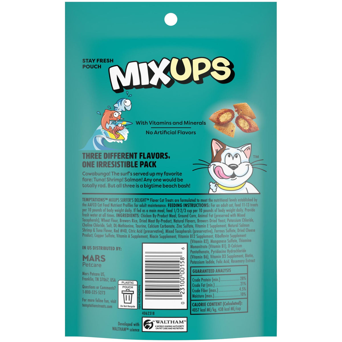 Temptations MixUps Salmon, Tuna & Shrimp Flavor Crunchy & Soft Treats for Cat, 3 oz (12 Count)